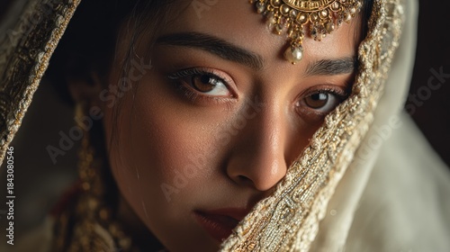 Elegance and tradition: a close-up portrait of an Indian bride