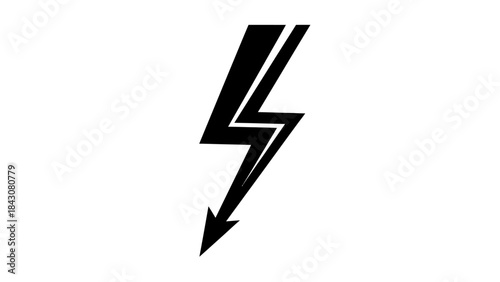 A black lightning bolt symbol with an arrow pointing downwards, often indicating electricity or danger.