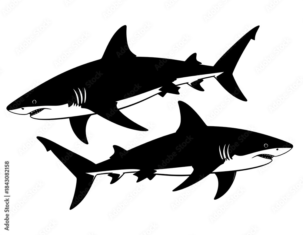 Obraz premium Two sharks in silhouette
