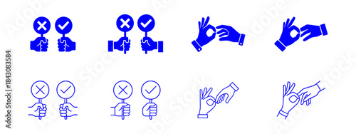 Approval and Disapproval Hand Gestures with OK Sign Icons