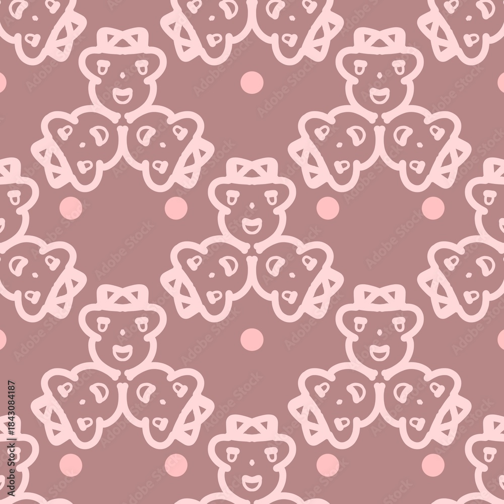 Obraz premium Cute Seamless Doodle Line Art Pattern