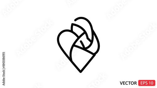 Abstract Heart Shape Line Art Symbol Black and White love