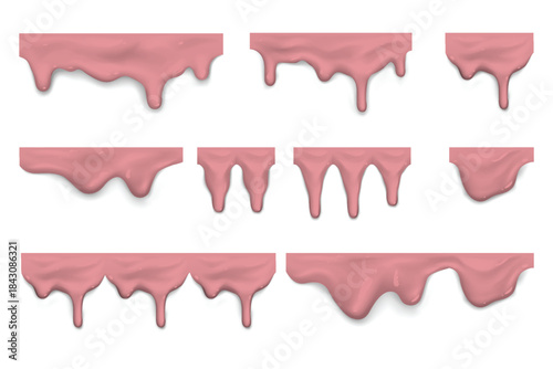 Pink icing drip borders with soft melting texture for bakery and dessert themed designs.