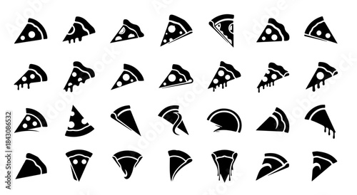 Bold Modern Pizza Slice Silhouette with Thick Crust Curve Line