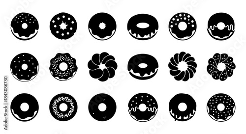 Simple Donut Silhouette with Minimal Sprinkle Dot Accents