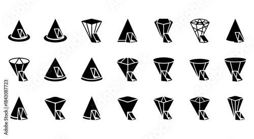 Angular Geometric Ice Cream Cone Icon with Sharp Triangular Scoop Shape