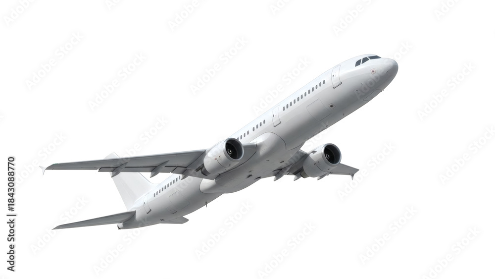 Fototapeta premium Soaring white airplane for aviation industry marketing and travel promotions
