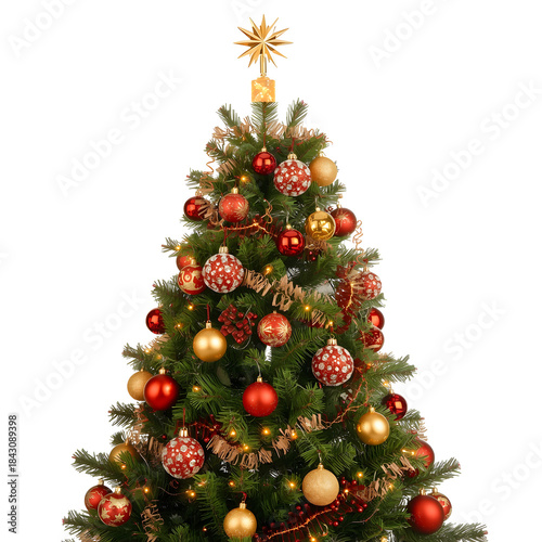 christmas tree and decorations isolated