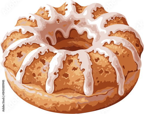 Classic Old Fashioned Cake Donut Vector Illustration