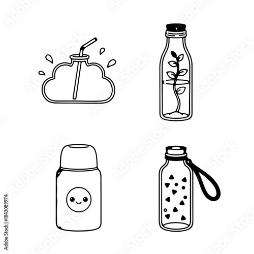 set of cosmetic bottles