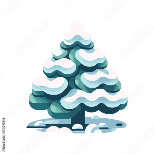 Snow-covered Tree Vector Illustration Design