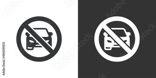 No Cars Allowed icon. Solid glyph series icon