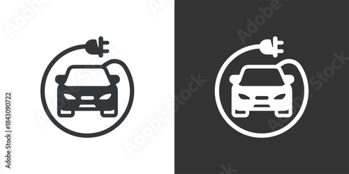 Electric Car icon. Solid glyph series icon