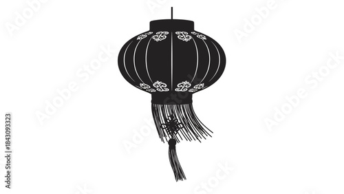Traditional Chinese Lantern Silhouette with Tassels.