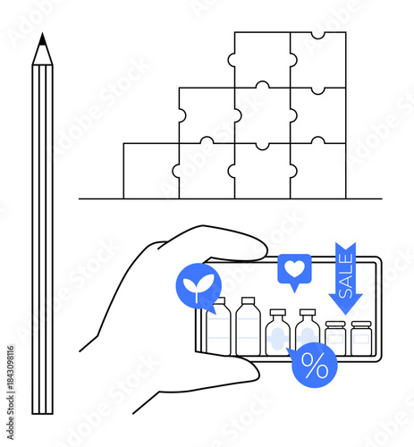 E-commerce concept. E-commerce with a smartphone, shopping items, and sales icons. E-commerce modern online shopping trends and digital retail. For commerce, technology, advertising, business retail