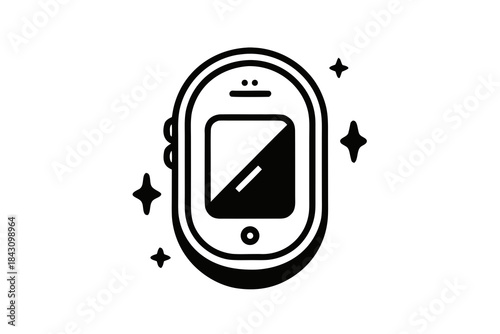 rounded mobile frame with swipe up gesture