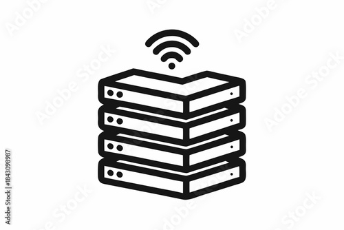 stacked server units with wifi signal