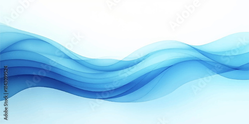 Abstract blue waves with flowing lines and light create a soft, artistic vector illustration for a water concept design backdrop