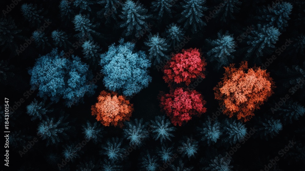 Obraz premium Overhead view of colorful trees