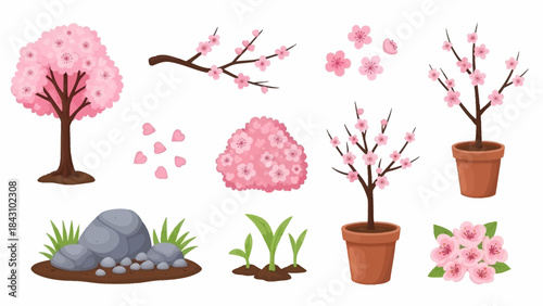 Cherry Blossom Collection Spring Flora and Nature Elements
