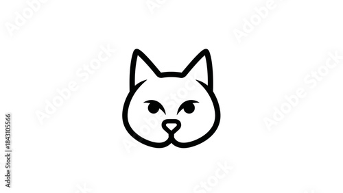 Minimal monochrome cat face icon simple outline for logos and branding use