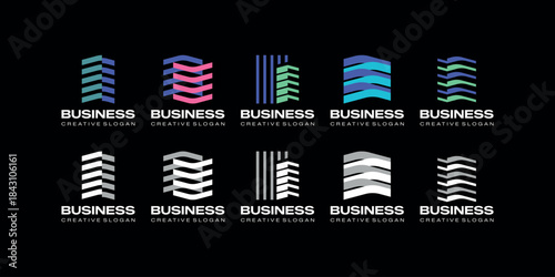 Real Estate Building Logo Set Digital Technology Creative Modern Design Template