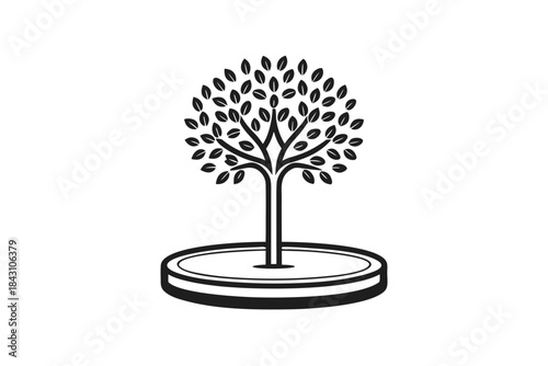 circle top tree thin base icon