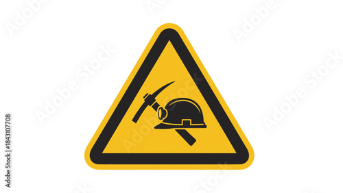 Warning falling object sign illustration representing construction site hazard, workplace safety alert, industrial danger symbol and accident prevention signage in flat icon design
