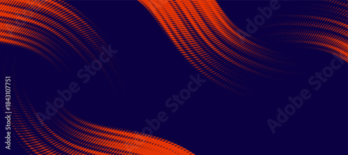 Abstract speed lines style orange color halftone banner design template.