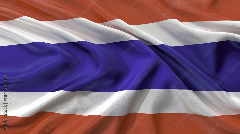 Naklejka premium Waving flag with horizontal stripes of red, white, and blue colors