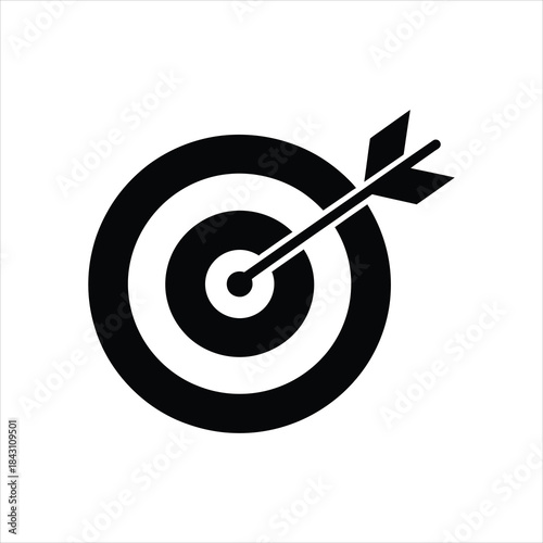 Target Icon – Arrow Bullseye Vector Silhouette for Goal and Accuracy
