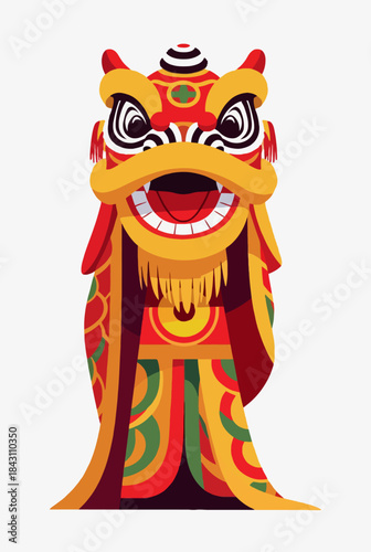 Vibrant Chinese Lion Dance Performance Costume Illustrating Cultural Festivity and Tradition