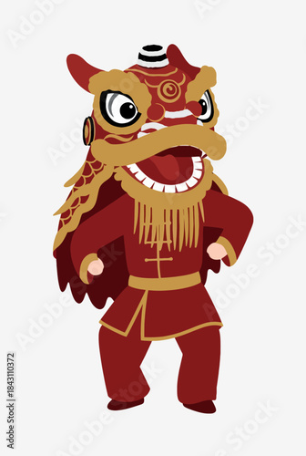 Vibrant Chinese New Year Lion Dance Performance Celebrating Asian Culture