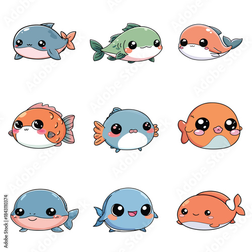 Set Icon of mahi mahi style minimal flat