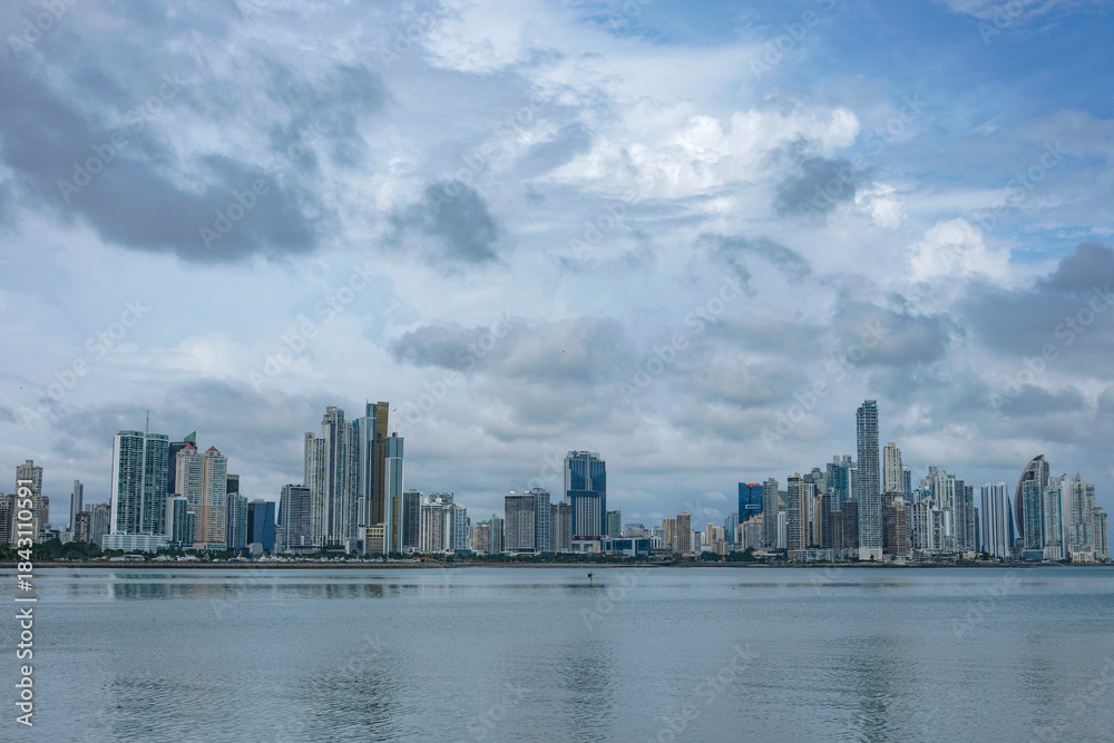 Obraz premium Panama City, Panama - December 12, 2025: View of the skyscrapers in the financial district of Panama City, Panama.
