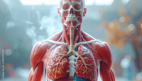 human anatomy lungs and skeleton.