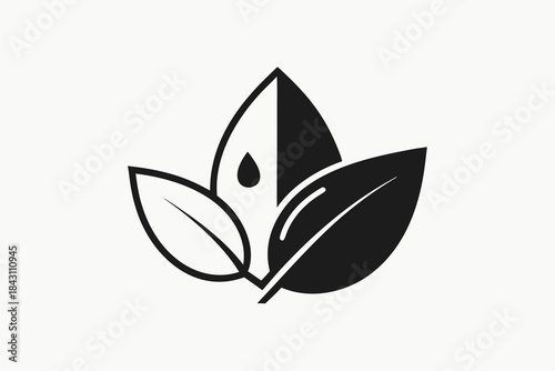 double leaf with line shadow icon