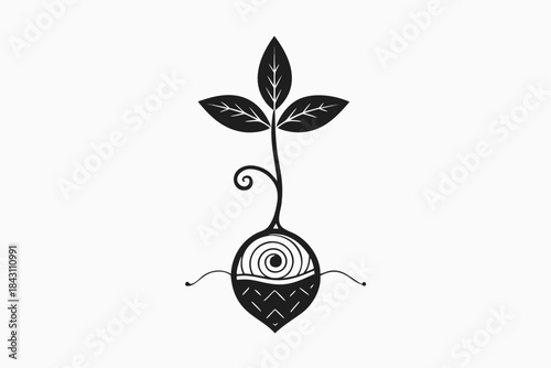 root sprout floating triangle seed icon