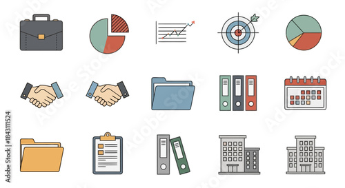 Business and Finance Icon Set for Presentations and Reports