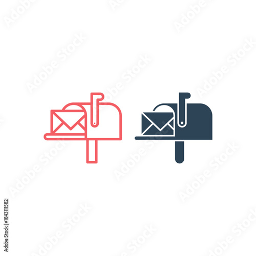 Mailbox postal icons set logo template design illustration