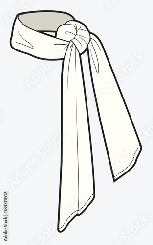 Headscarf vector mockup template technical technical line drawing.
