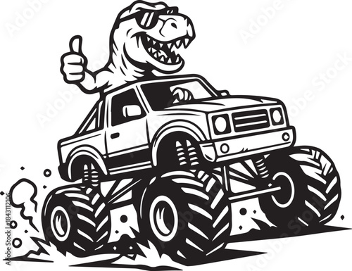 Cartoon red off road vehicle illustration on white background