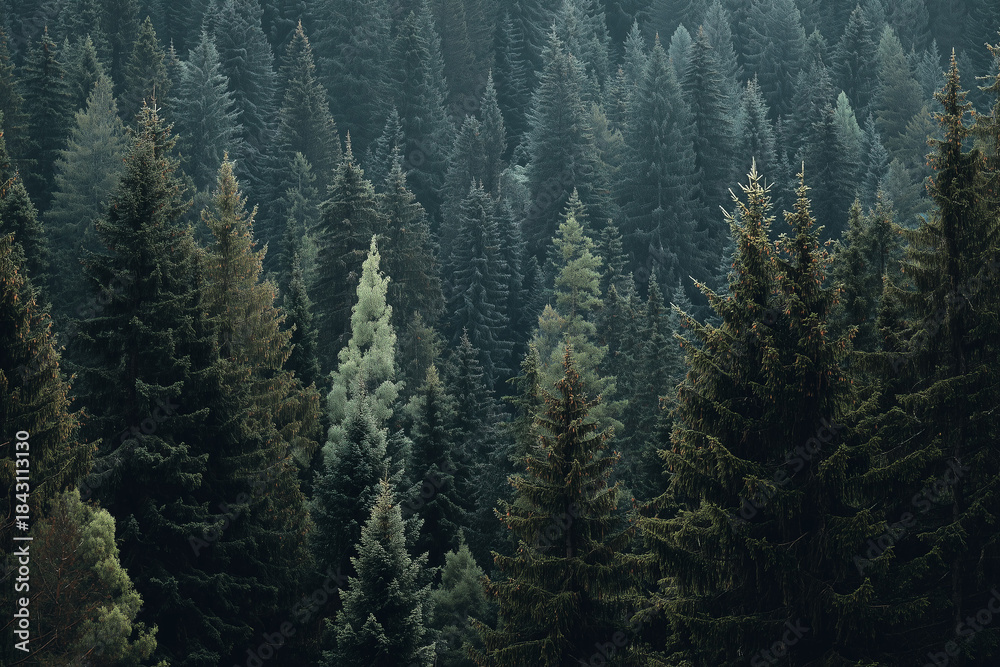Fototapeta premium Pine Tree Forest Background Neutral Tones
