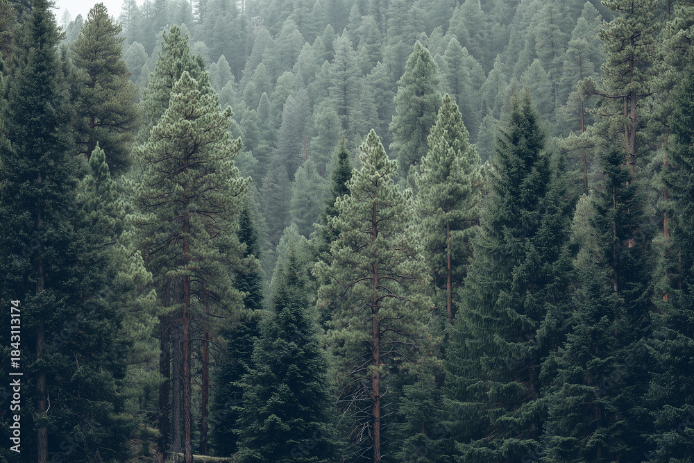 Obraz premium Pine Tree Forest Background Neutral Tones