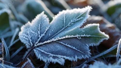 Wallpaper Mural Close-up of a frosted leaf on the ground Torontodigital.ca
