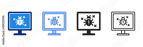 Virus Icon Set Multiple Style Vector Illustration. 