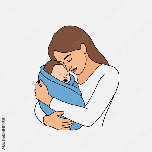 Mother holding her baby with love and care.