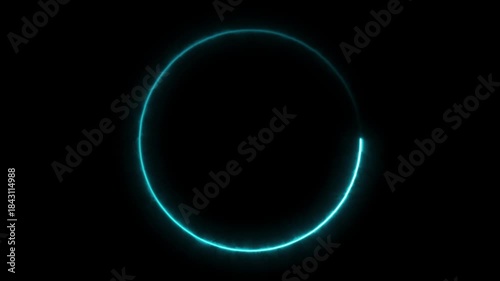 Neon glowing circle animation on black background abstract motion dynamic footage