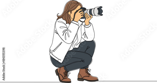 Professional photographer illustration working at desk, digital nomad content creator editing photos on laptop with camera equipment, modern technology workplace setup, vector design, business, 