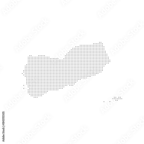 dotted halftone black silhouette of yemen map isolated. yemen country map for travel and presentation. yemen halftones map vector illustration.  world maps circle. global map.